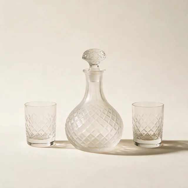A crystal decanter set