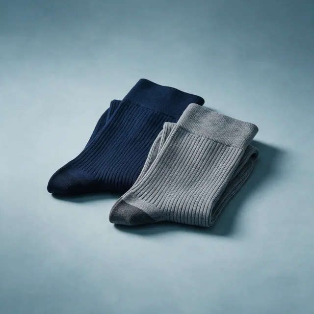 Two folded pairs of ribbed compression socks