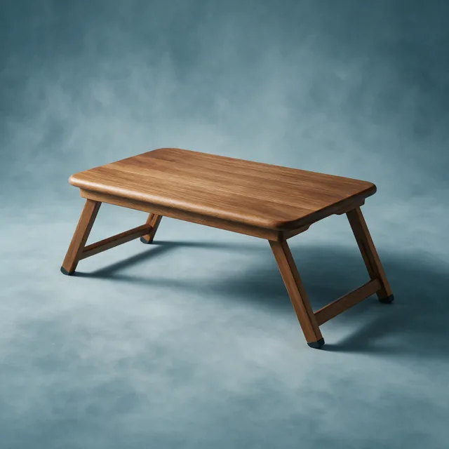 A wooden lap desk with folding legs, empty